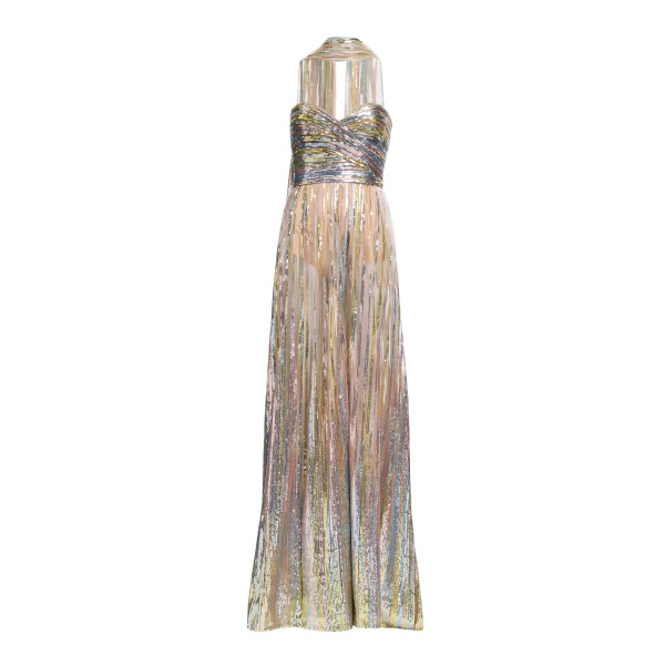 Elie Saab Sequin Embroidered Tulle Dress in Multicolour featuring  – Luxury Designer Fashion at Coveti.
