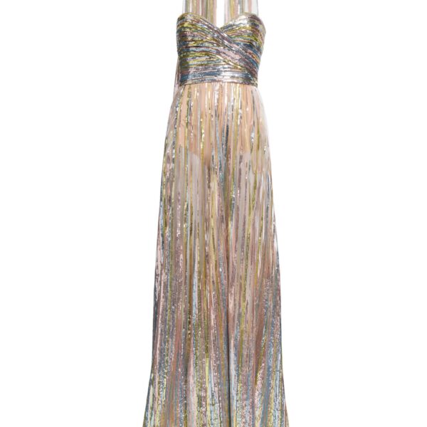 Elie Saab Sequin Embroidered Tulle Dress in Multicolour featuring  – Luxury Designer Fashion at Coveti.