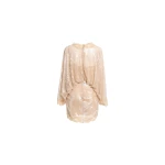 Elie Saab Sequined Mesh Dress in Beige featuring  – Luxury Designer Fashion at Coveti.