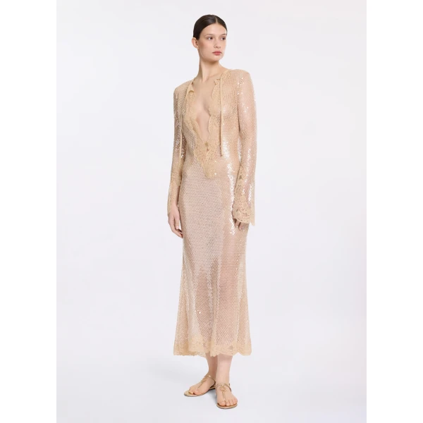 Elie Saab Sequined Mesh Midi Dress, view 2
