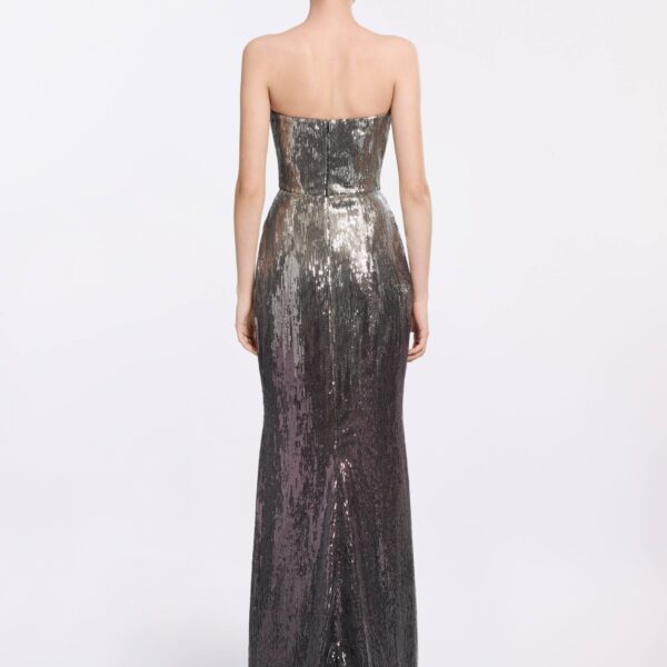 Elie Saab Strapless Gradient Sequin Gown in Silver featuring  – Luxury Designer Fashion at Coveti.