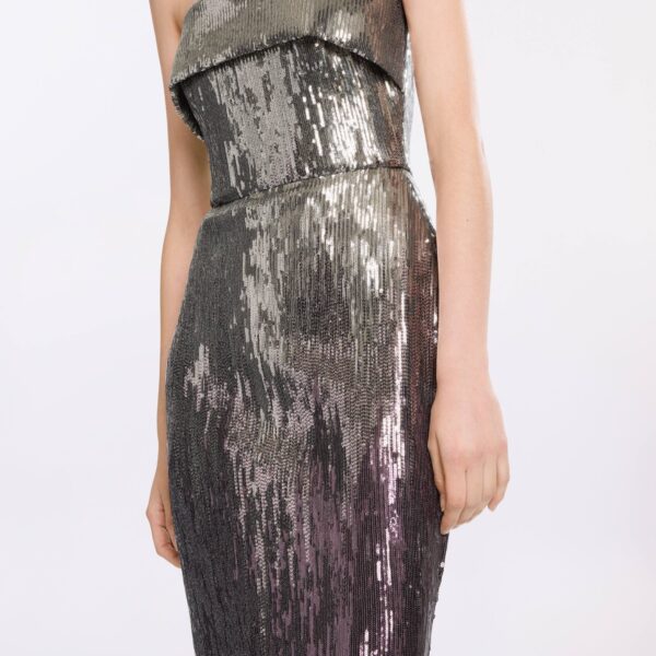 Elie Saab Strapless Gradient Sequin Gown in Silver featuring  – Luxury Designer Fashion at Coveti.