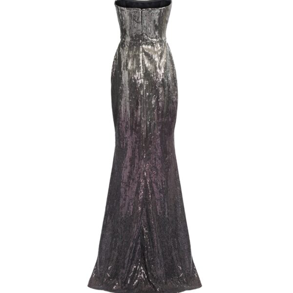 Elie Saab Strapless Gradient Sequin Gown in Silver featuring  – Luxury Designer Fashion at Coveti.