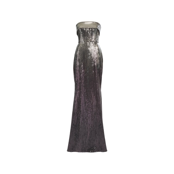 Elie Saab Strapless Gradient Sequin Gown in Silver featuring  – Luxury Designer Fashion at Coveti.