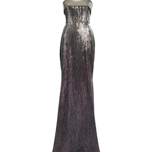 Elie Saab Strapless Gradient Sequin Gown in Silver featuring  – Luxury Designer Fashion at Coveti.