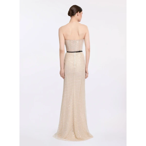 Elie Saab Strapless Pearl Long Dress, view 3