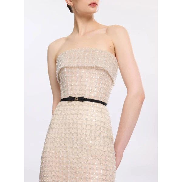 Elie Saab Strapless Pearl Long Dress, view 4