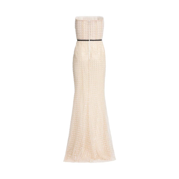 Elie Saab Strapless Pearl Long Dress, view 5