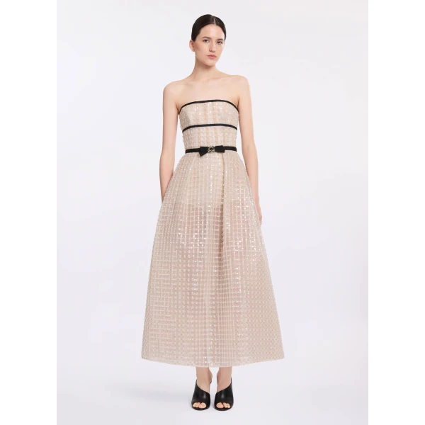 Elie Saab Strapless Pearl Midi Dress, view 2