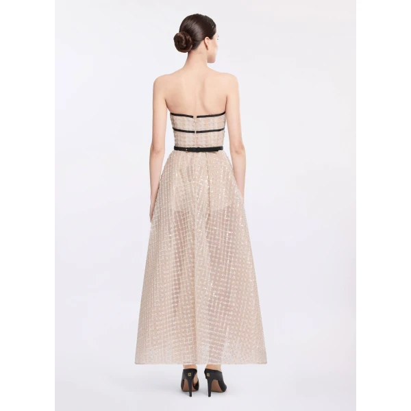 Elie Saab Strapless Pearl Midi Dress, view 3