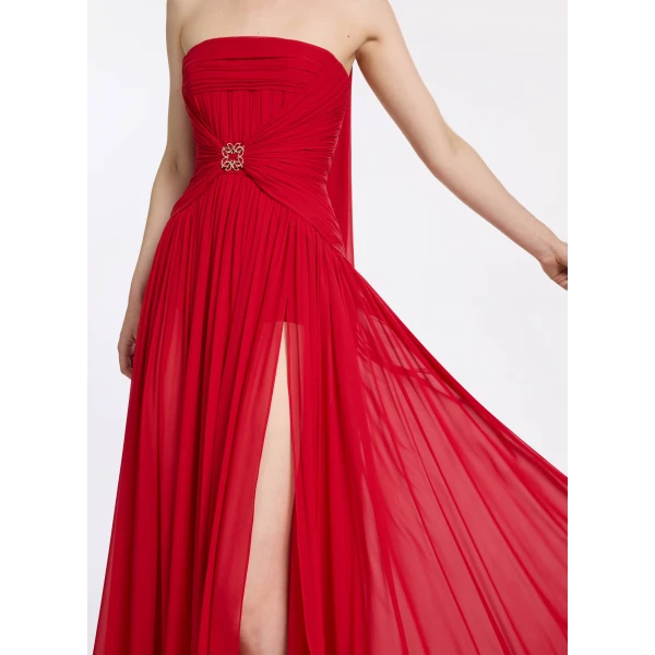 Elie Saab Strapless Silk Dress, view 4