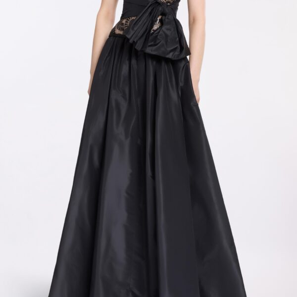 Elie Saab Taffeta Long Skirt in Black featuring  – Luxury Designer Fashion at Coveti.