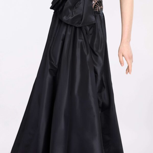 Elie Saab Taffeta Long Skirt in Black featuring  – Luxury Designer Fashion at Coveti.