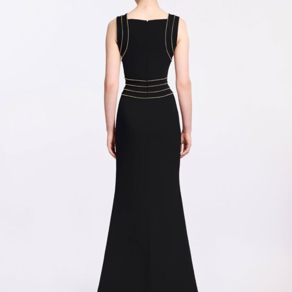 Elie Saab Trim Embellished Cady Dress in Black featuring  – Luxury Designer Fashion at Coveti.