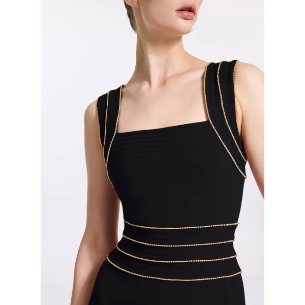 Elie Saab Trim Embellished Cady Dress, view 4