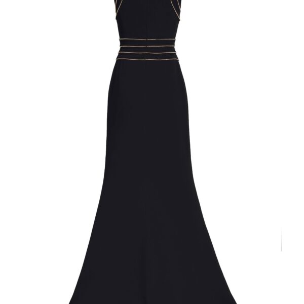 Elie Saab Trim Embellished Cady Dress in Black featuring  – Luxury Designer Fashion at Coveti.
