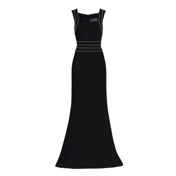 Elie Saab Trim Embellished Cady Dress in Black featuring  – Luxury Designer Fashion at Coveti.