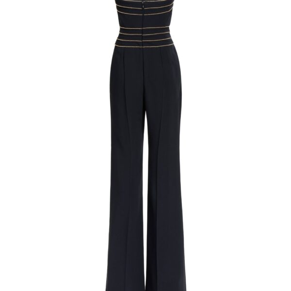 Elie Saab Trim Embellished Cady Jumpsuit in Black featuring  – Luxury Designer Fashion at Coveti.