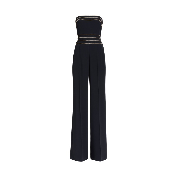 Elie Saab Trim Embellished Cady Jumpsuit in Black featuring  – Luxury Designer Fashion at Coveti.