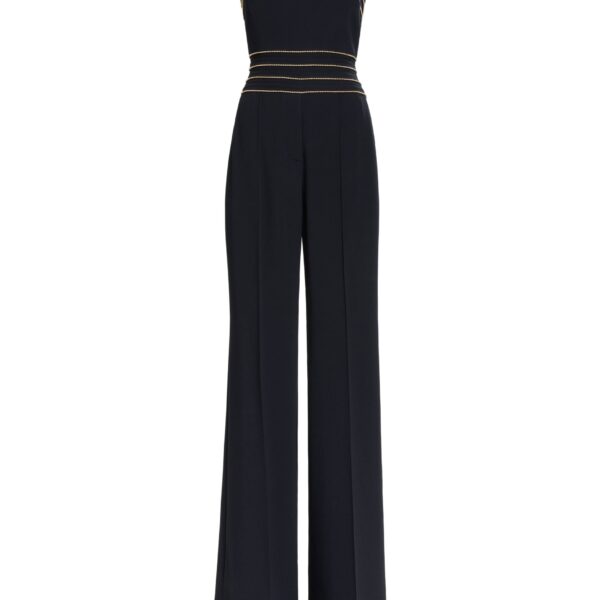Elie Saab Trim Embellished Cady Jumpsuit in Black featuring  – Luxury Designer Fashion at Coveti.