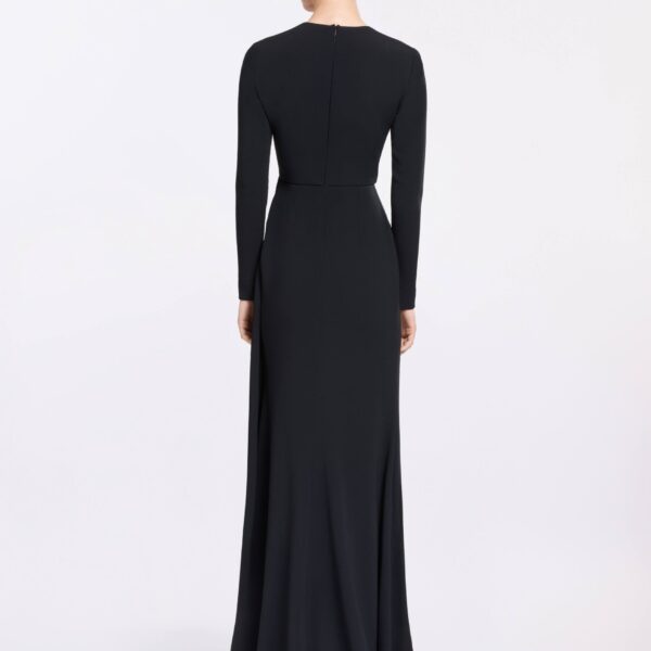 Elie Saab V-Neck Cady Dress in Black featuring  – Luxury Designer Fashion at Coveti.