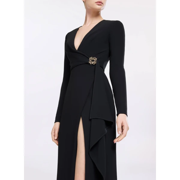 Elie Saab V-Neck Cady Dress, view 4