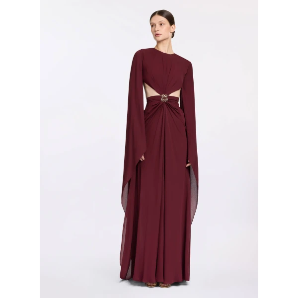 Elie Saab Wineberry Silk Long Dress, view 2