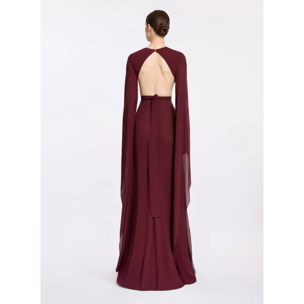 Elie Saab Wineberry Silk Long Dress, view 3