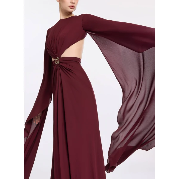 Elie Saab Wineberry Silk Long Dress, view 4