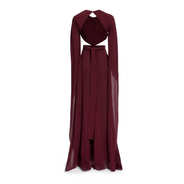Elie Saab Wineberry Silk Long Dress, view 5