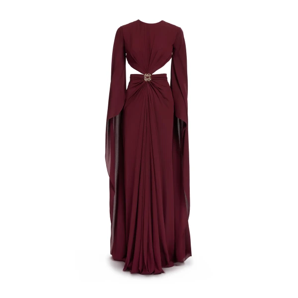 Elie Saab Wineberry Silk Long Dress