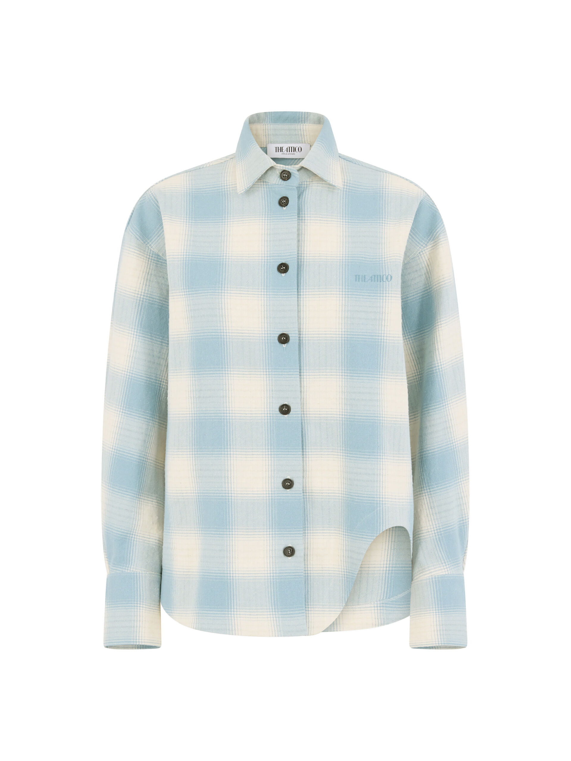 The Attico 'Eliza'' Light Blue And White Shirt - The Attico Tops - Designed by Gilda Ambrosio & Giorgia Tordini - Shop at Coveti The Attico 'Eliza'' Light Blue And White Shirt - The Attico Tops - Designed by Gilda Ambrosio & Giorgia Tordini - Shop at Coveti