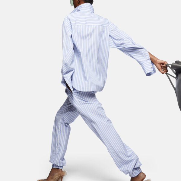 The Attico "Eliza'' White And Navy Blue Shirt - The Attico Tops - Designed by Gilda Ambrosio & Giorgia Tordini - Shop at Coveti
