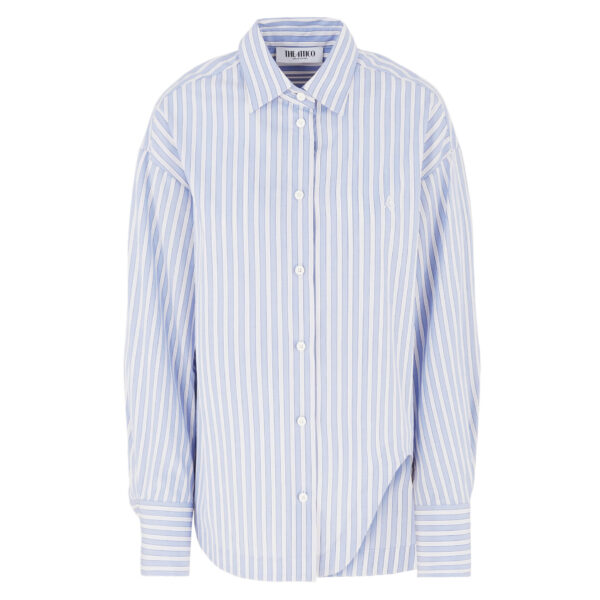 The Attico "Eliza'' White And Navy Blue Shirt - The Attico Tops - Designed by Gilda Ambrosio & Giorgia Tordini - Shop at Coveti