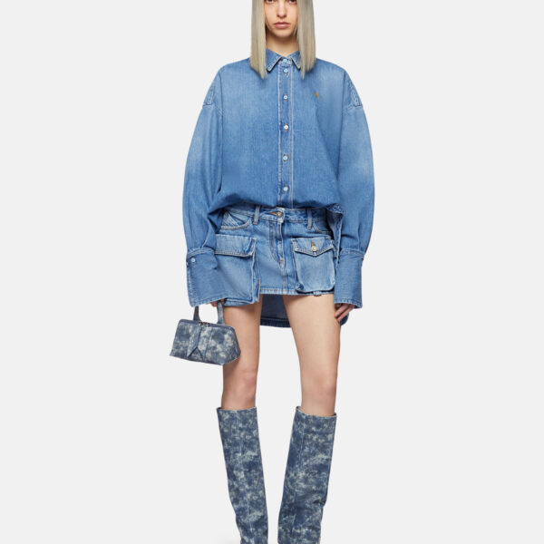 The Attico 'Fay'' Washed Blue Mini Skirt - The Attico Skirts - Designed by Gilda Ambrosio & Giorgia Tordini - Shop at Coveti