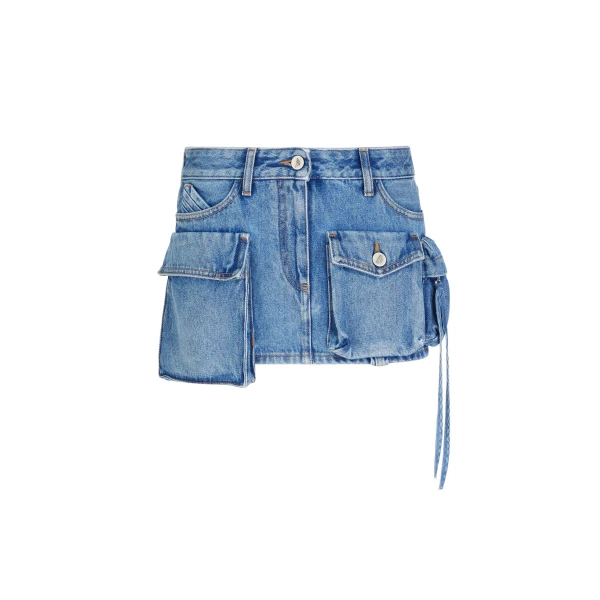 The Attico ‘Fay” Washed Blue Mini Skirt