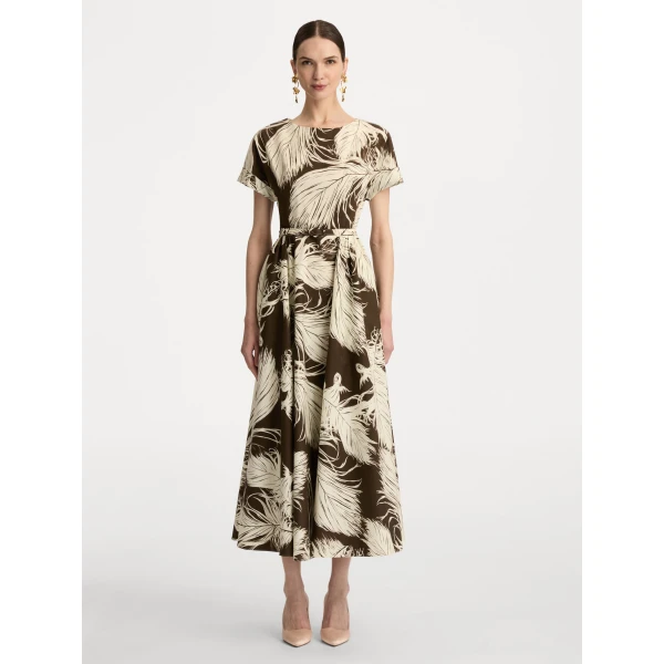 Oscar de la Renta Feather Cotton Poplin Dress - Oscar de la Renta Dresses - American Couture - Shop at Coveti