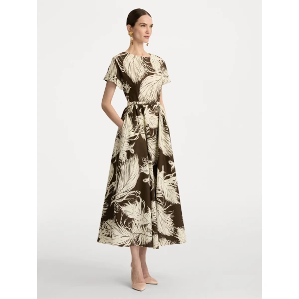 Oscar de la Renta Feather Cotton Poplin Dress - Oscar de la Renta Dresses - American Couture - Shop at Coveti