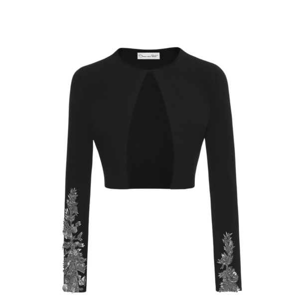 Oscar de la Renta Feather Sequin Embroidered Knit Cardigan - Oscar de la Renta Knitwear - American Couture - Shop at Coveti