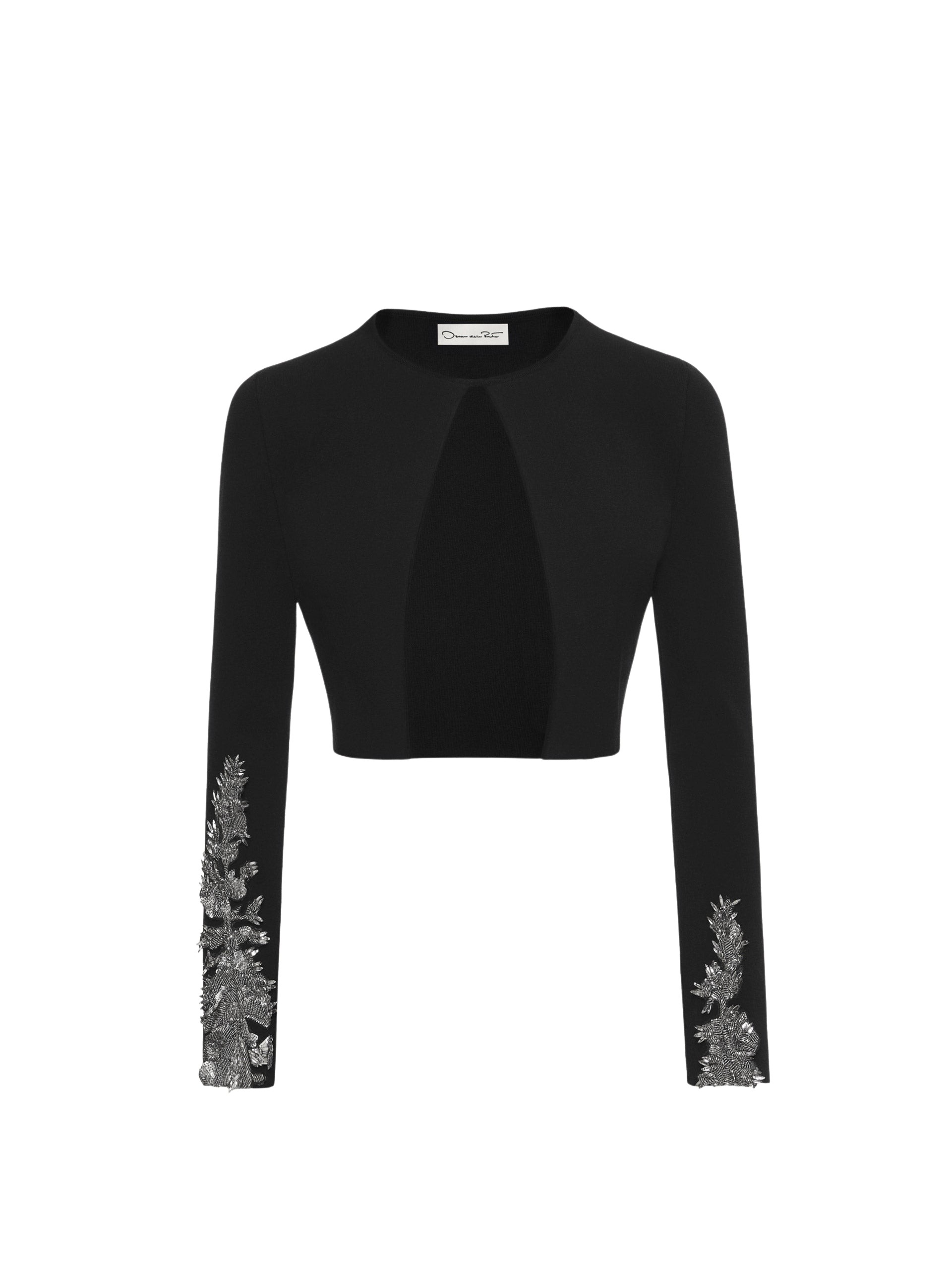 Oscar de la Renta Feather Sequin Embroidered Knit Cardigan - Oscar de la Renta Knitwear - American Couture - Shop at Coveti