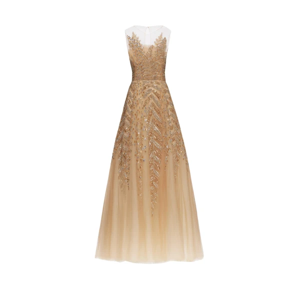 Oscar de la Renta Fern Embroidered Illusion Cocktail Dress - Oscar de la Renta Dresses - American Couture - Shop at Coveti