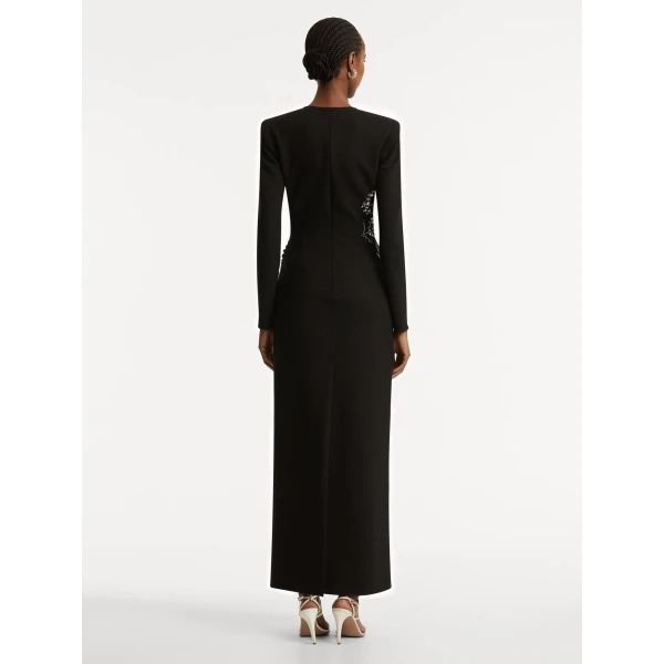 Oscar de la Renta Fern Embroidered Long Sleeve Gown - Oscar de la Renta Dresses - American Couture - Shop at Coveti