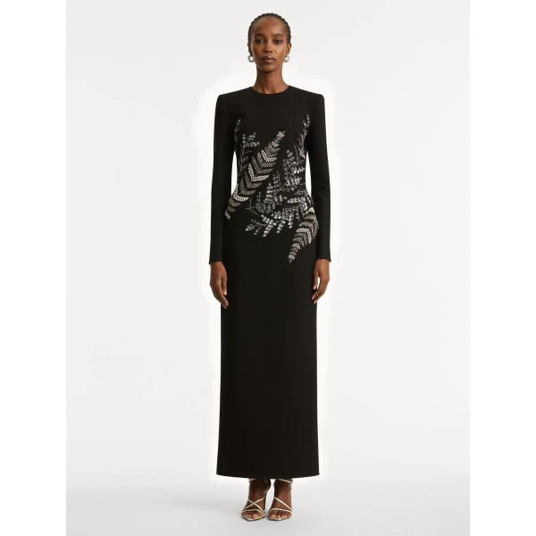 Oscar de la Renta Fern Embroidered Long Sleeve Gown - Oscar de la Renta Dresses - American Couture - Shop at Coveti