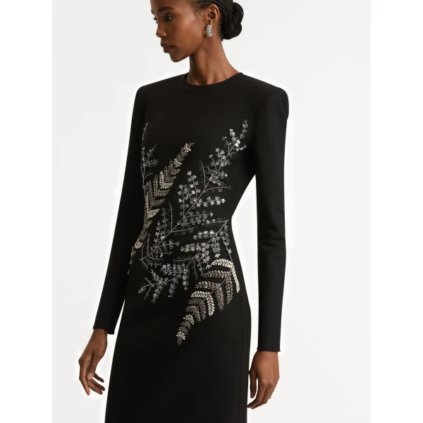 Oscar de la Renta Fern Embroidered Long Sleeve Gown - Oscar de la Renta Dresses - American Couture - Shop at Coveti