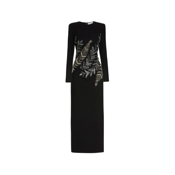 Oscar de la Renta Fern Embroidered Long Sleeve Gown - Oscar de la Renta Dresses - American Couture - Shop at Coveti