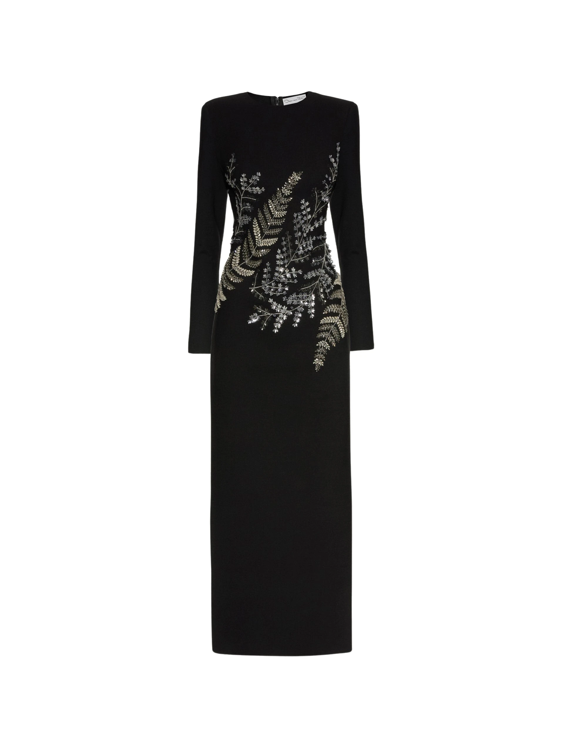 Fern-Embroidered-Long-Sleeve-Gown-Oscar-de-la-Renta-Dresses12920_nobg Oscar de la Renta Fern Embroidered Long Sleeve Gown - Oscar de la Renta Dresses - American Couture - Shop at Coveti
