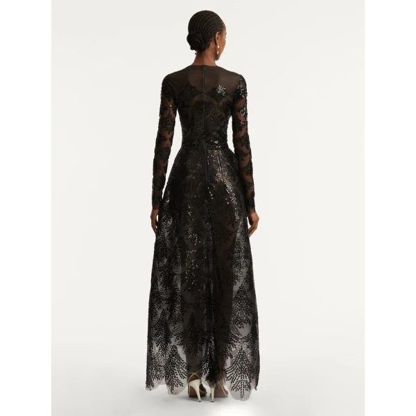 Oscar de la Renta Fern Sequin Embroidered Gown - Oscar de la Renta Dresses - American Couture - Shop at Coveti