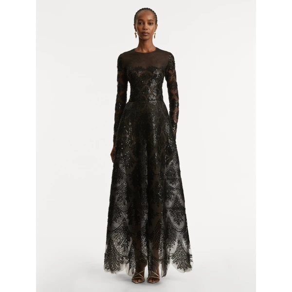 Oscar de la Renta Fern Sequin Embroidered Gown - Oscar de la Renta Dresses - American Couture - Shop at Coveti