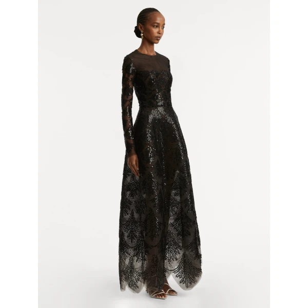 Oscar de la Renta Fern Sequin Embroidered Gown - Oscar de la Renta Dresses - American Couture - Shop at Coveti