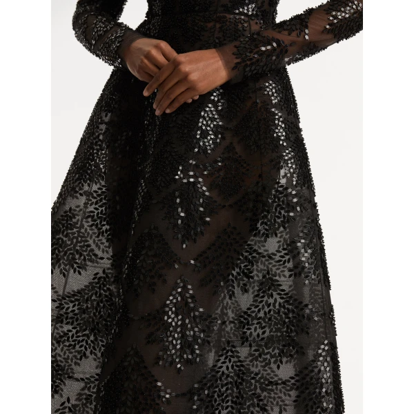 Oscar de la Renta Fern Sequin Embroidered Gown - Oscar de la Renta Dresses - American Couture - Shop at Coveti